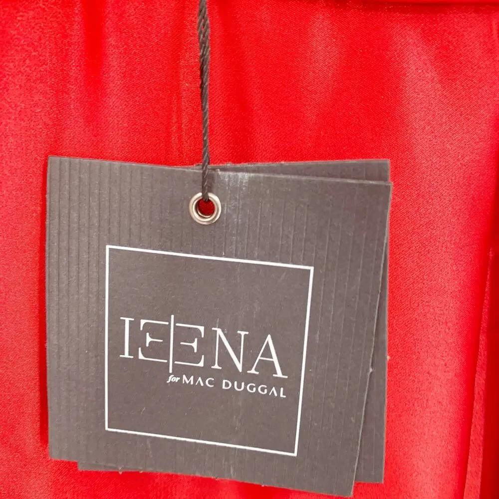 MAC DUGGAL Dress Size 4 Evening Gown Red NEW Puff Sleeve V-Neck Satin - Picture 3 of 7